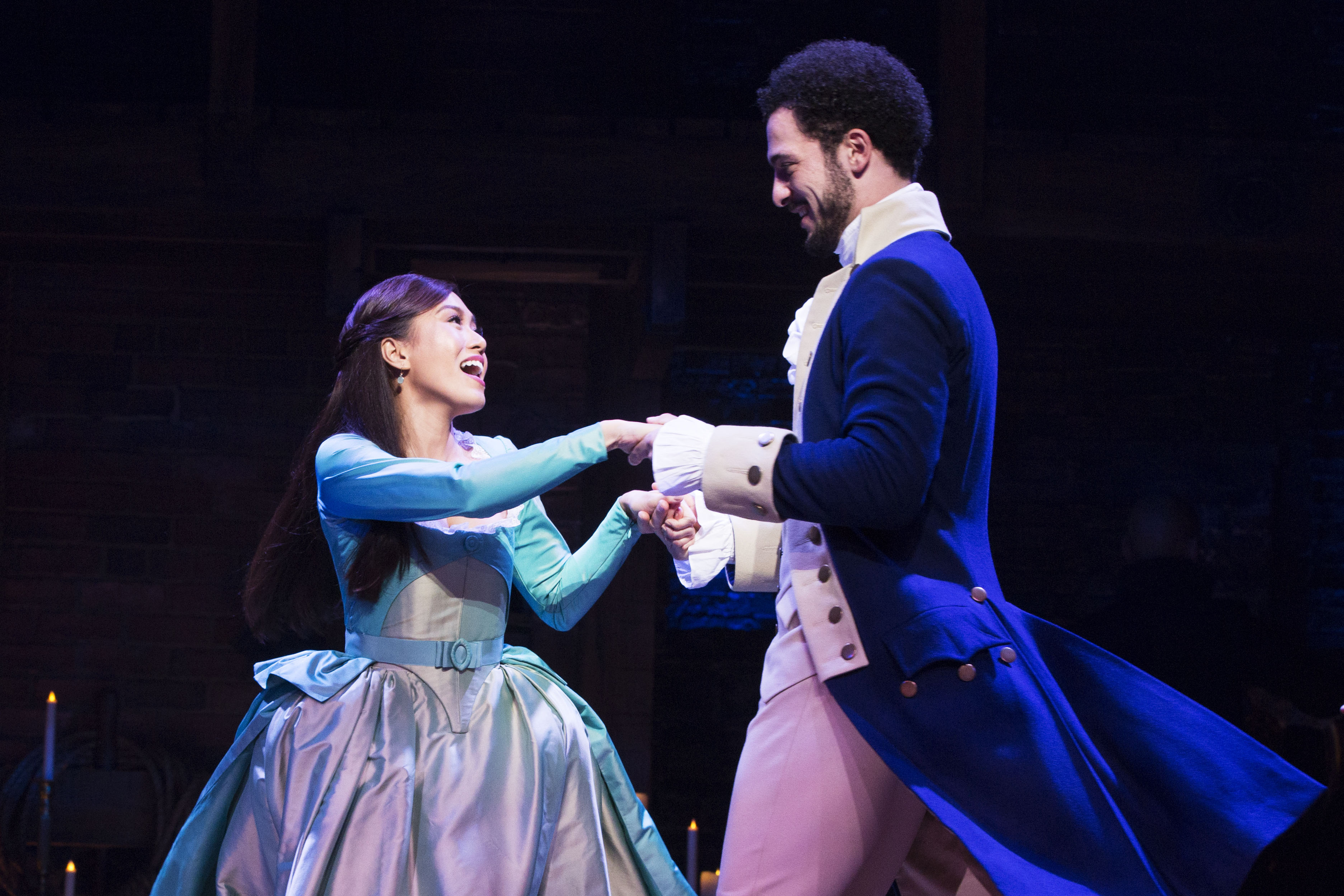 l-r Rachelle Ann Go (Eliza Hamilton) and Jamael Westman (Alexander Hamilton) - Photo credit Matthew Murphy