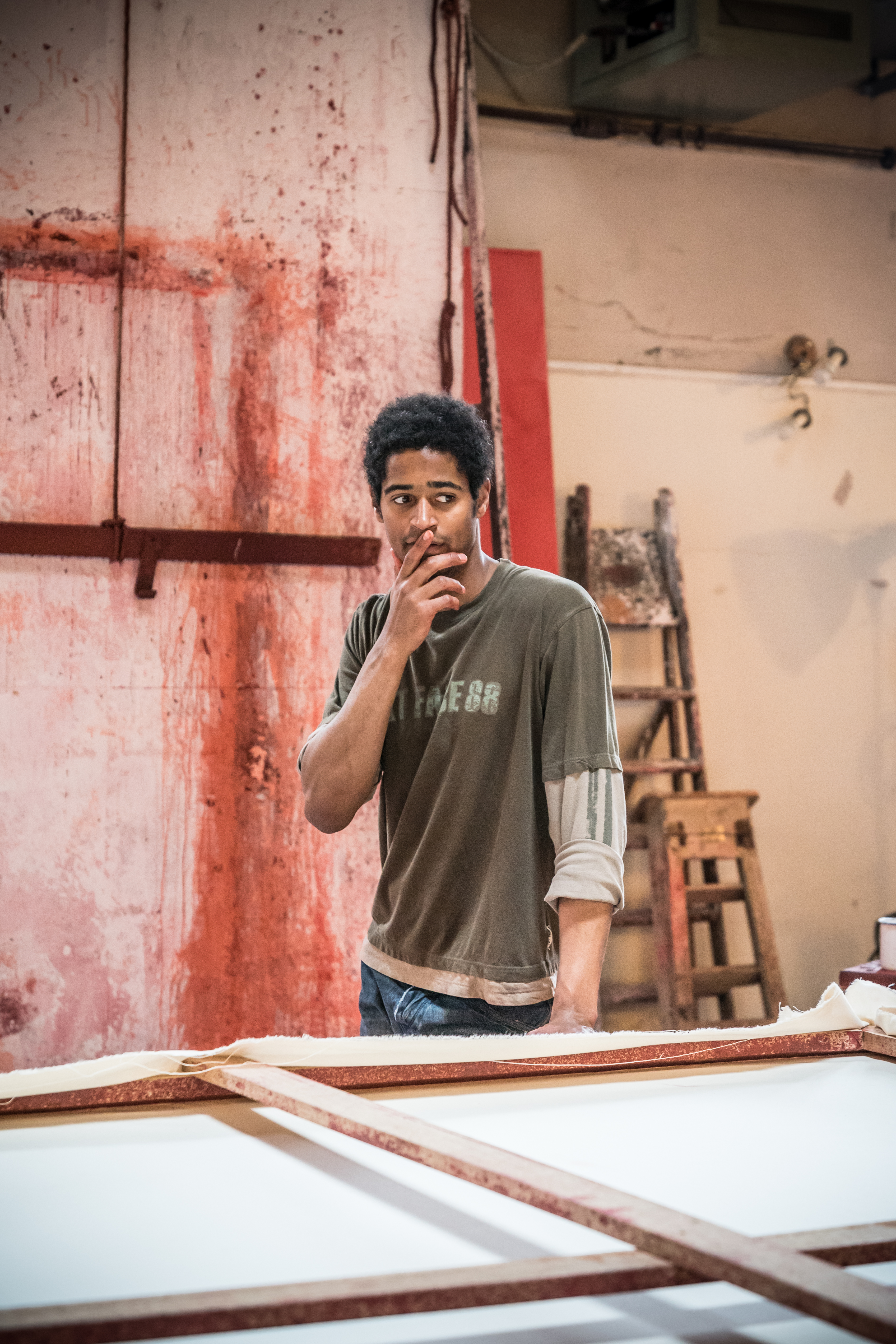 John Logan's Red in rehearsals for Michael Grandage Company. Alfred Enoch (Ken) Photo credit Marc Brenner (4) - Copy