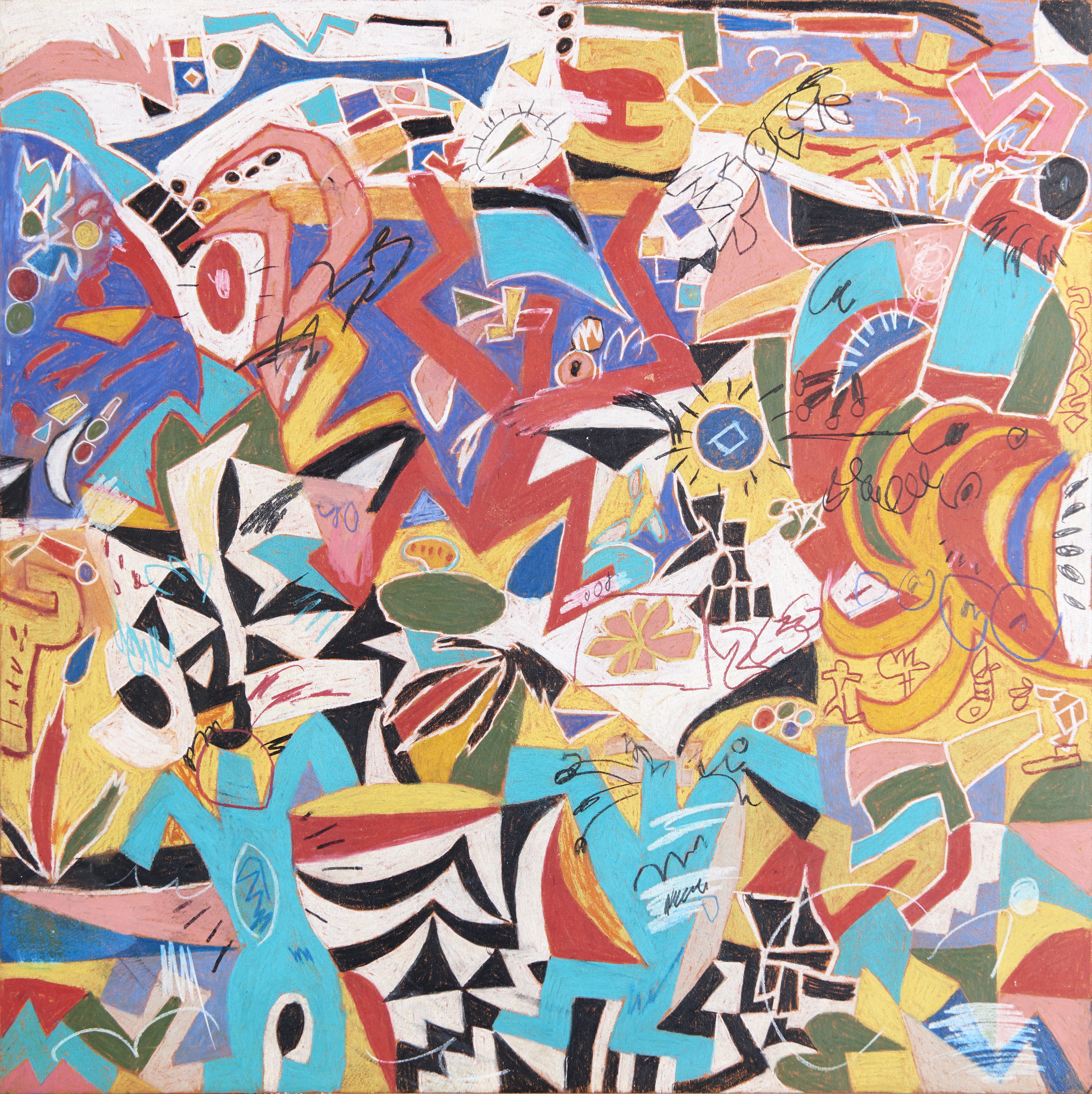 An Education from Above _ 400x400mm _ Pencil crayon, acrylic _ wax pastel on board