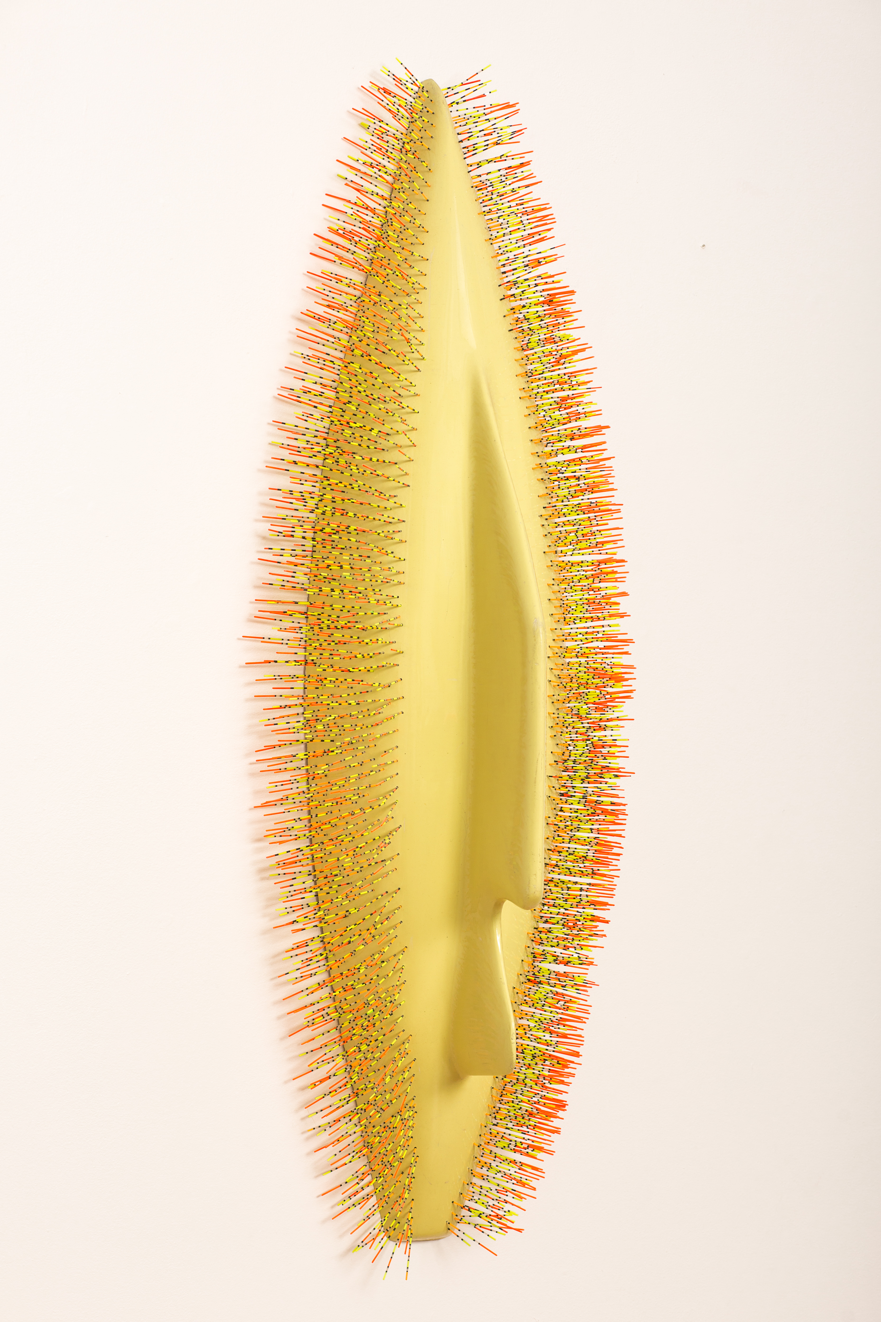 LR Vandy, Yellow Waggler, 2015 Fibreglass with multicoloured waggler fishing floats, 120 × 40 × 35 cm. Photograph Jonathan Greet. Courtesy the Artist and October Gallery, London